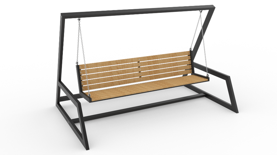 Metal and wooden swing